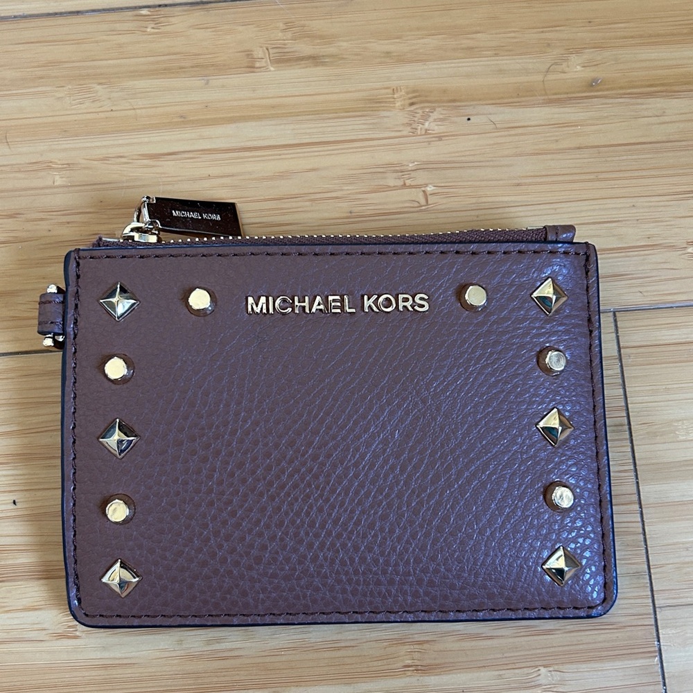 Michael Kors Brown Wallet with Gold Studs